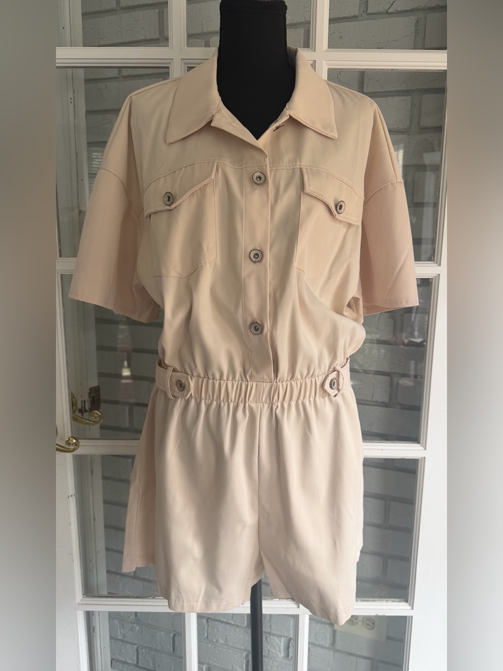 Shein Rompers Collared Womens XL Short Sleeve Elastic Waistband